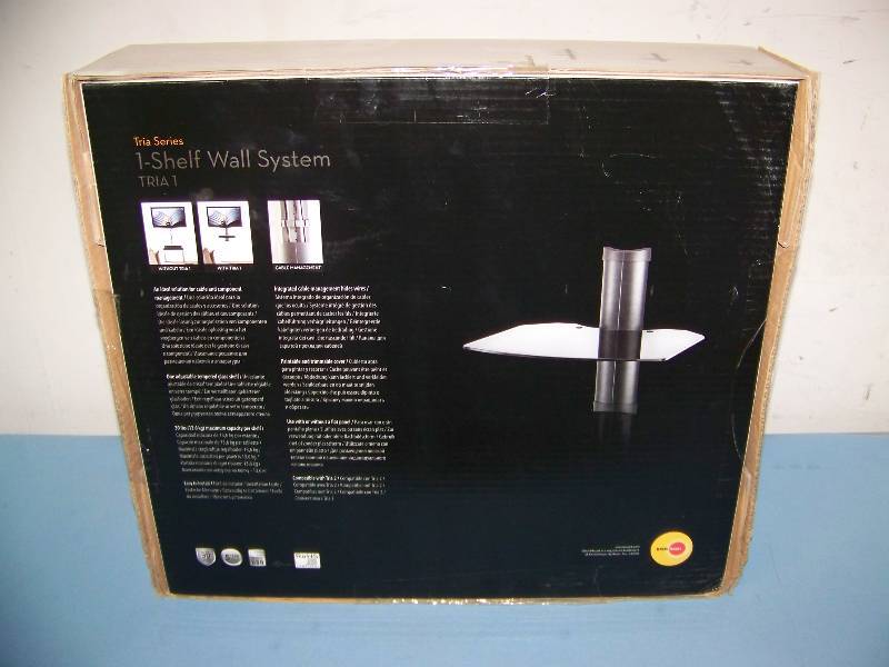 lot 67 image: OmniMount, TRIA 1, 1-Shelf, Glass, Component Wall System in Original Box