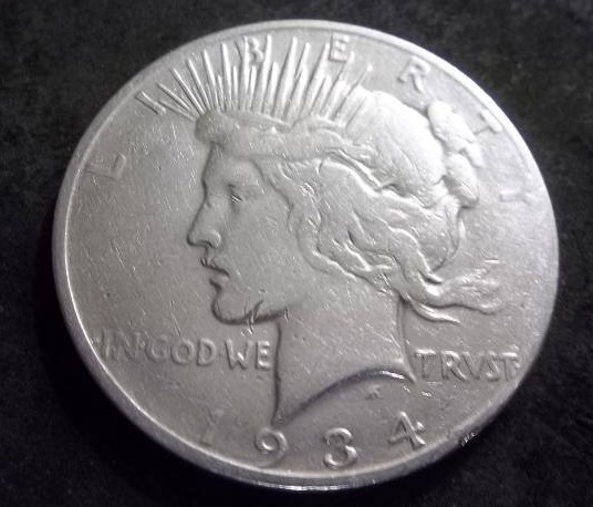 1934 D Silver Peace Dollar Double Die