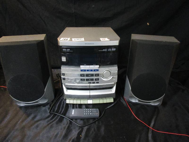 lot 110 image: Magnavox 3 disc Cd changer Tapes Deck and Radio. Tested and Works