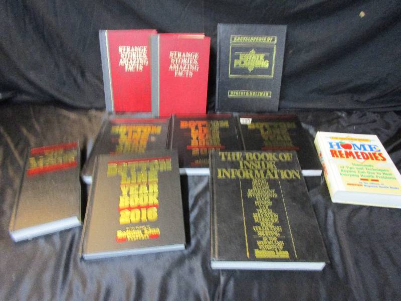 lot 115 image: Estate Planning, Strange Stories, Amazing Facts, Bottom Line Yearbook 2001,2002,2016 and book of Secrets, Dr book of home remedies