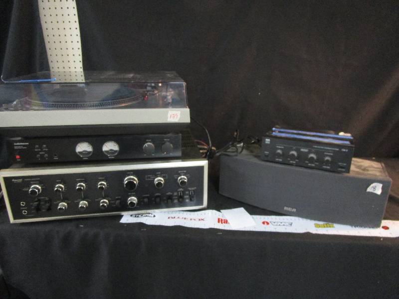lot 129 image: BSR 3 way Electric Crossover, RCA Speaker, Amplifiers