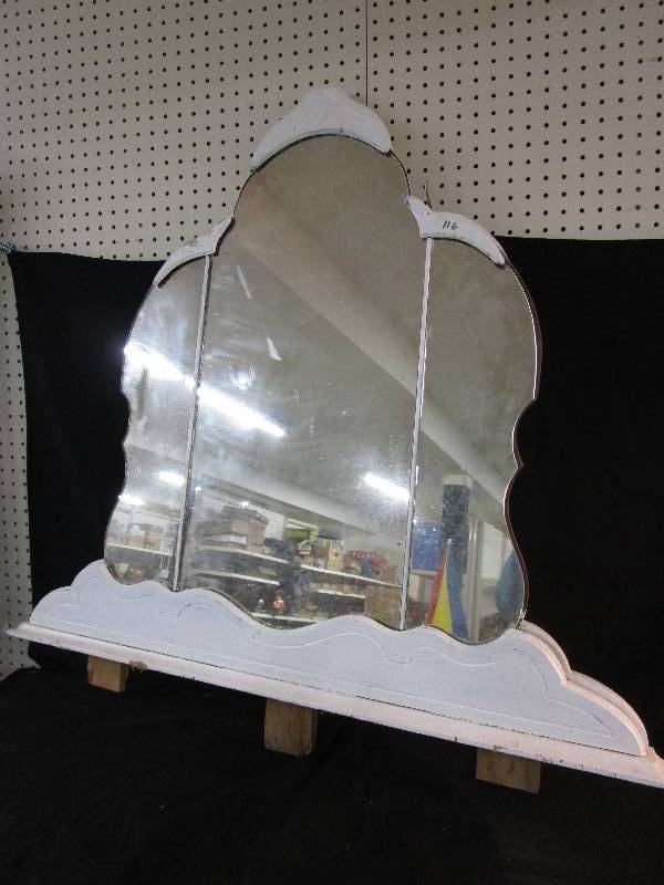 lot 137 image: Mirror 36 x 41 and Bamboo Coffee Table