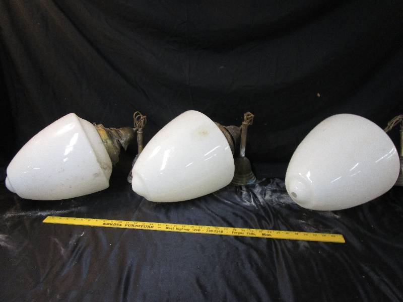 lot 139 image: 3-Antique Lights Brass tops