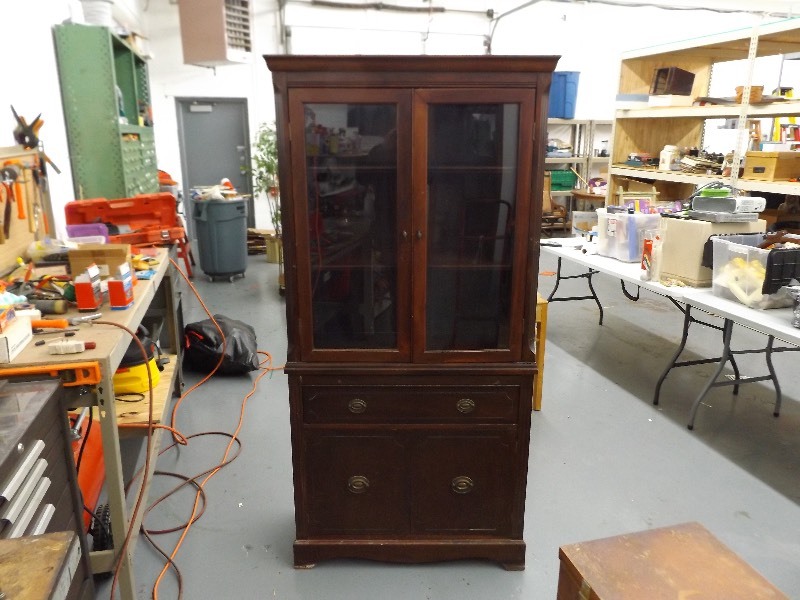Antique Solid Wood 1 Piece HutchCurio