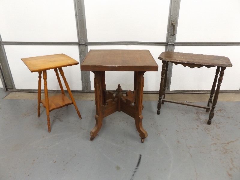 3 Antique Wood Side Tables