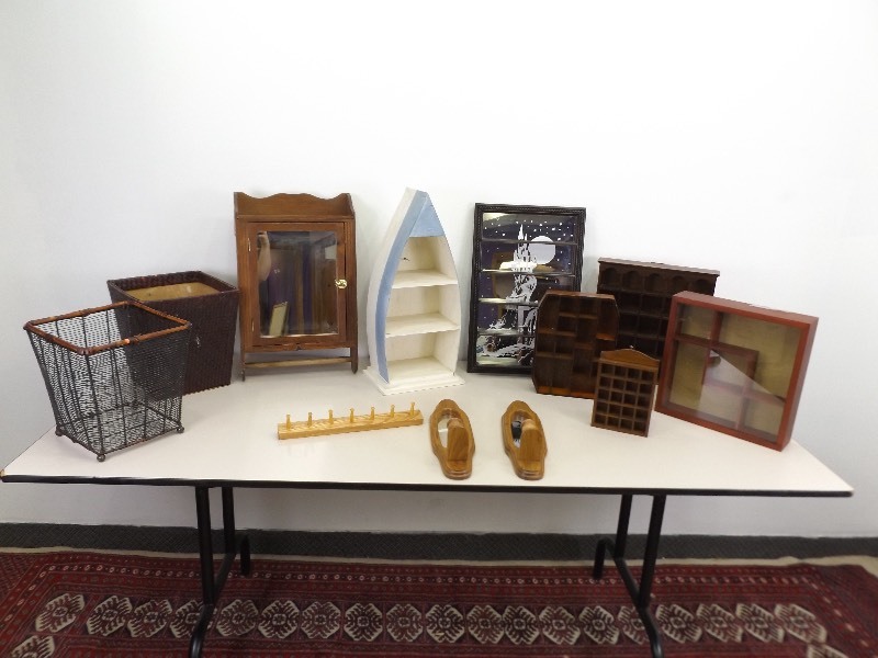 Lot of Wood Display Shelves, and Home Decor