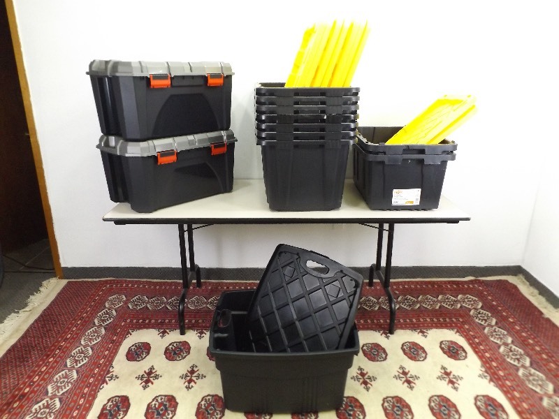 Lot of 12 Newer Heavy Duty Totes with Lids
