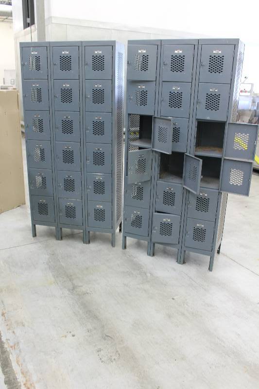 lot 41 image: Lot of (2) Global Metal 18-Locker Cabinets