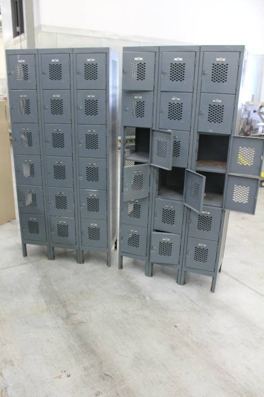 lot 42 image: Lot of (2) Global Metal 18-Locker Cabinets