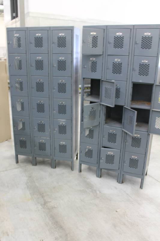 lot 43 image: Lot of (2) Global Metal 18-Locker Cabinets