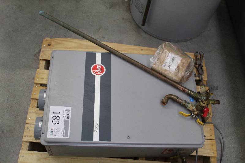 lot 183 image: Rheem Prestige Series Tankless Water Heater (Used) Natural Gas Fired