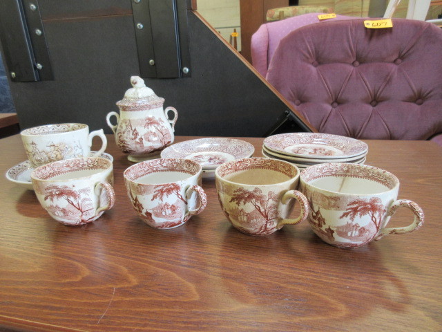 lot 147 image: DAVENPORT IRONSTONE CUPS AND SAUCERS