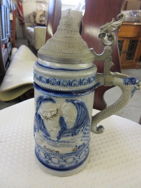 lot 170 image: GERMAN STEIN WITH PEWTER LID