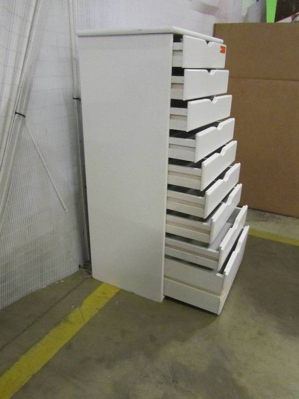 lot 5 image: Home Decorators Collection Stanton 81-Drawers Wide Storage Cart in White