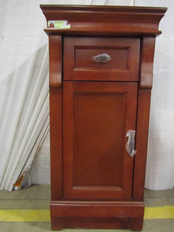 lot 12 image: Foremost Naples 16 34 in. W x 34 in. H x 14-12 in. D Wood Bathroom Linen Storage Floor Cabinet in Warm Cinnamon
