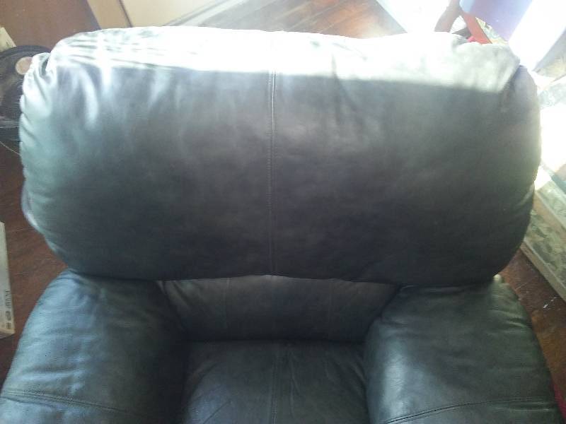 lot 65 image: Overstuffed Faux Leather Brown Recliner