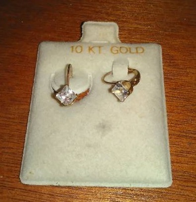 lot 66 image: Leverback CZ dangle drop earrings