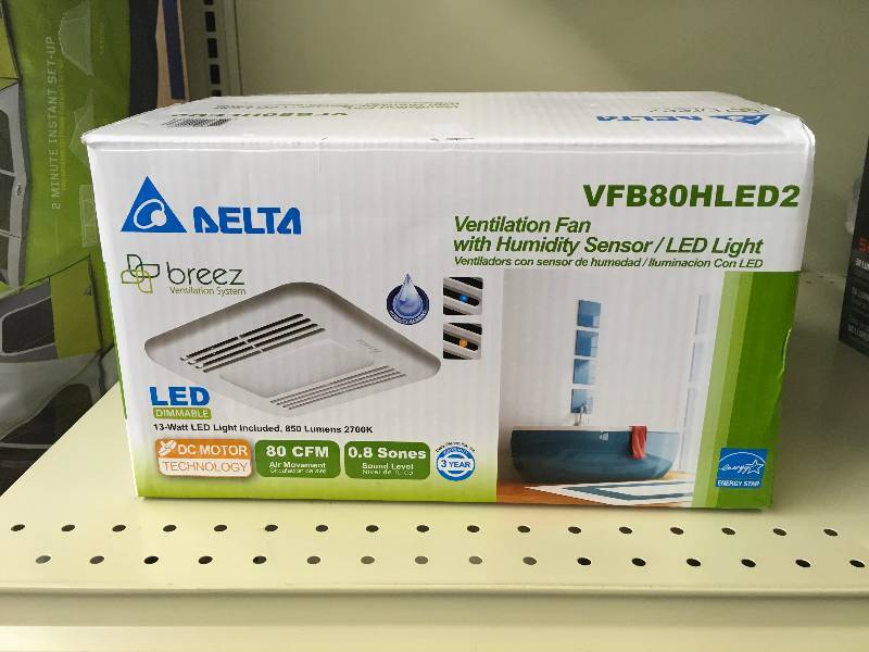 lot 558 image: DELTA BREEZ LED BATH FAN, MSRP $79.99