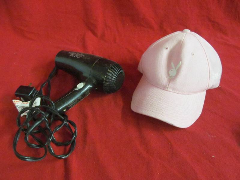 lot 62 image: Playboy cap, Salon Series hair dryer