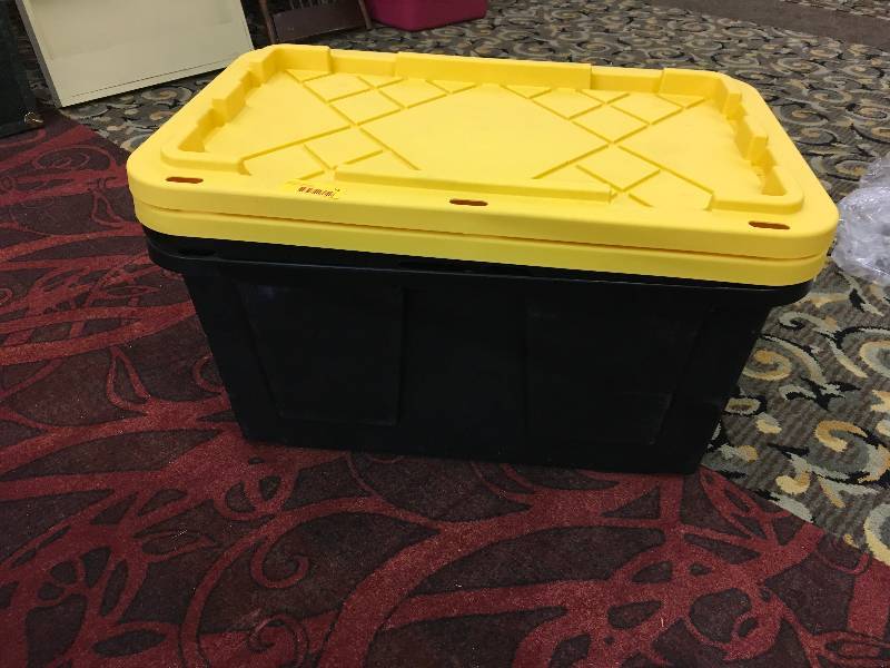 lot 71 image: TWO 27 GAL BLKYELLOW TOTE, MSRP $8.99 EACH