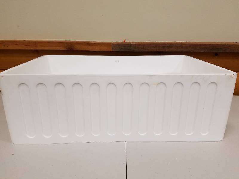 lot 12 image: VIGO Farmhouse Reversible Apron Front Matte Stone 36 in. Single Basin Kitchen Sink in White