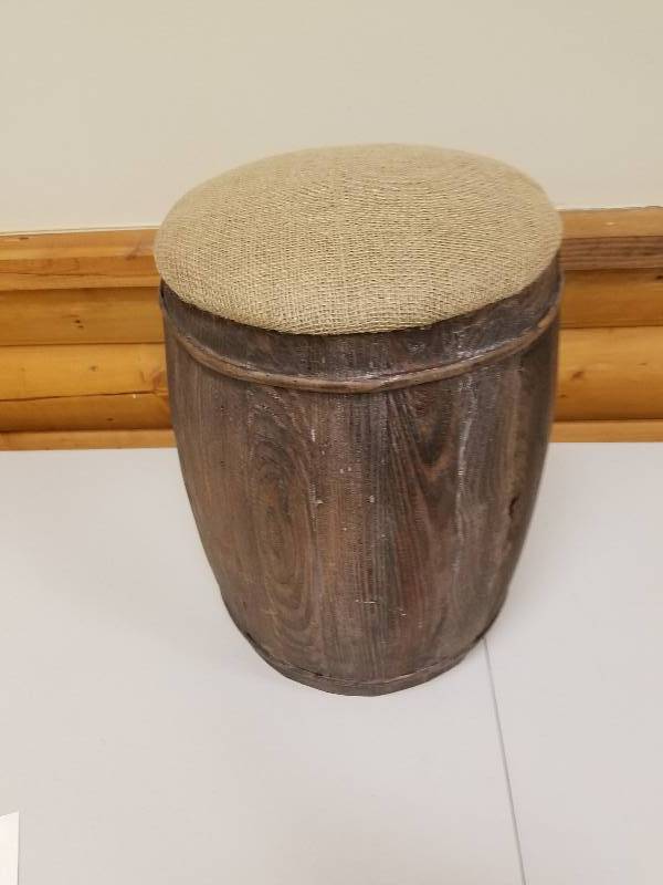 lot 14 image: Home Decorators Collection 20 in. Barrel Accent Stool in Reclaimed Pine