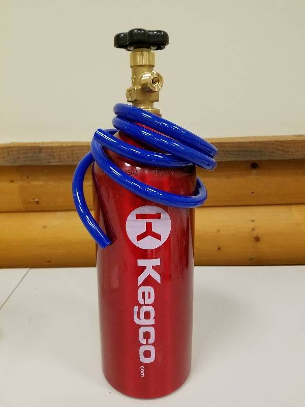 lot 23 image: Kegco 5 LB. ALUMINUM CO TANK WITH ELECTRIC RED EPOXY FINISH FOR KEGERATOR AND DRAFT BEER DISPENSING