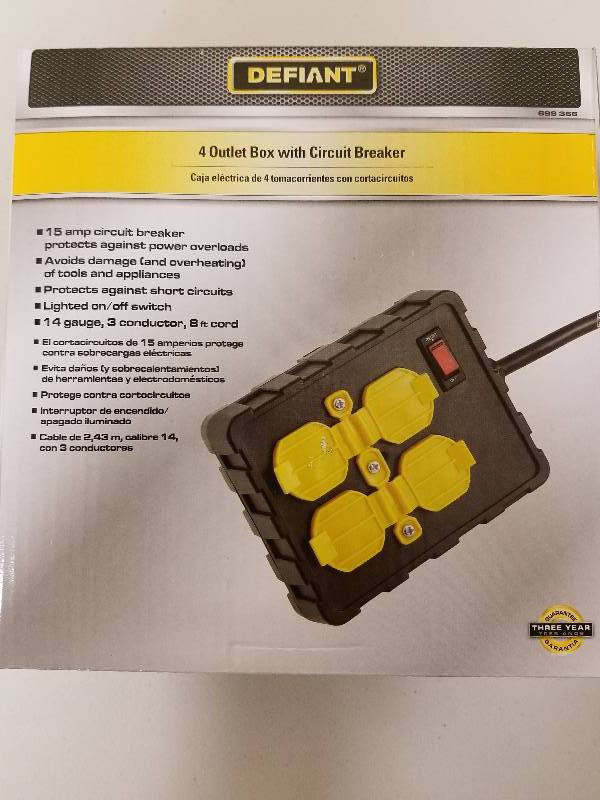lot 54 image: defiant 4 outlet box with circuit breaker