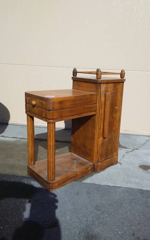 lot 3 image: Unique Handcrafted Vintage Wood Side TableStorage CabinetStand