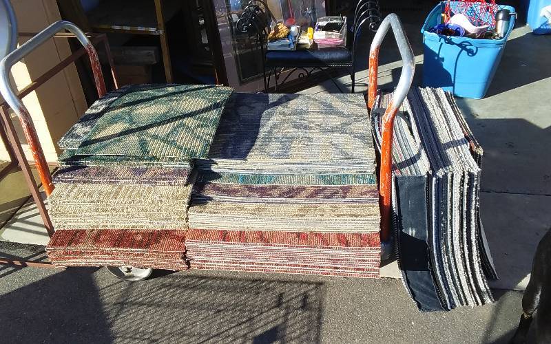 lot 5 image: Cart Load Of Assorted Carpet Squares( Boylu Brand & Others) Not Including The Cart