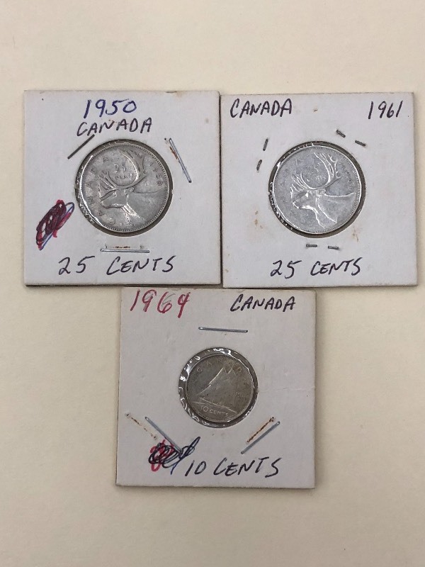 Canadian Silver 1950 quarter, 1964...