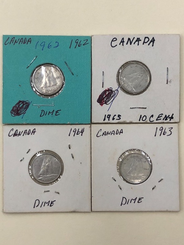 Canadian Silver 1962 dime, 1963 di...