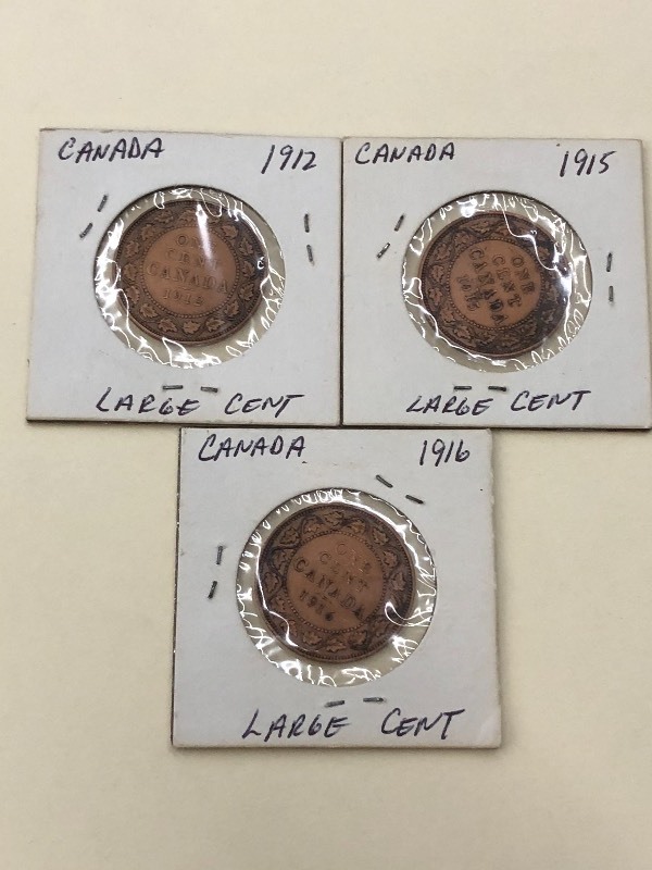 3 Canadian Large cents over 100 yea...