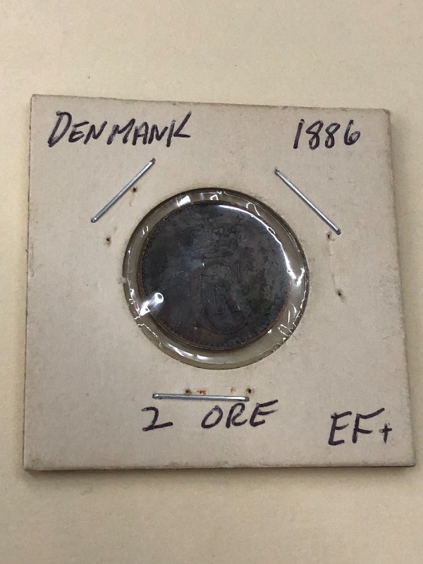 Denmark 1886 2 Ore coin. Beautiful ...