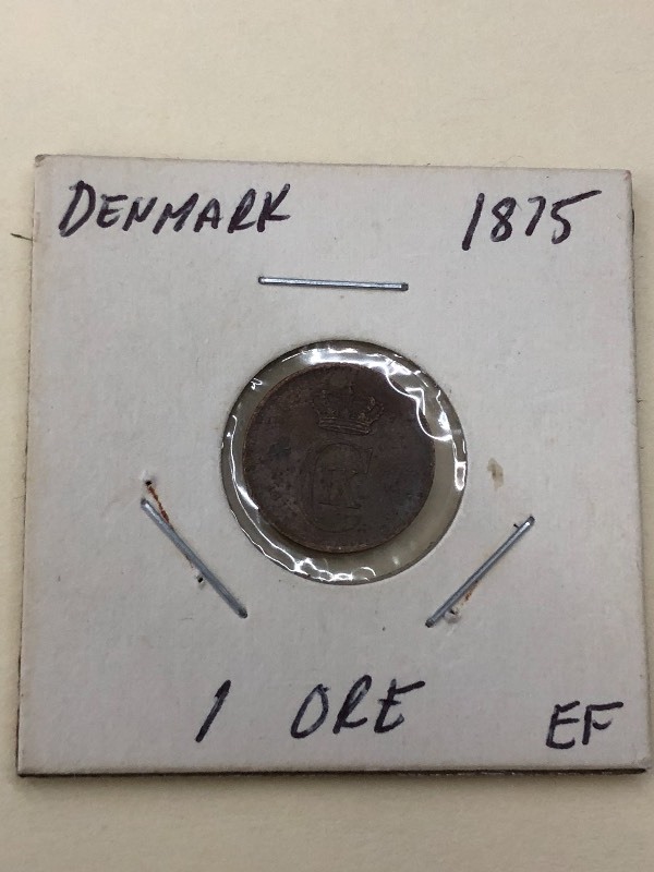Denmark 1875 1 Ore coin. Nice detai...