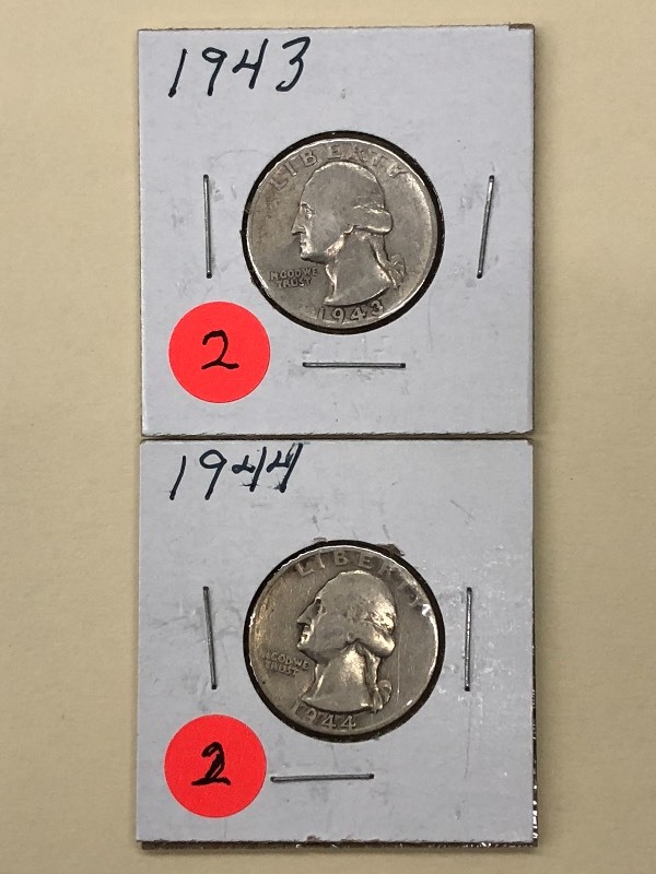 (2) Washington Silver Quarters 194...