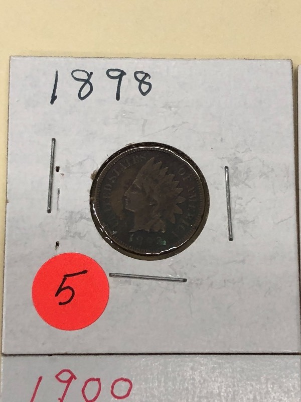 (5) Indian Head Cents 1898, 1899, ...