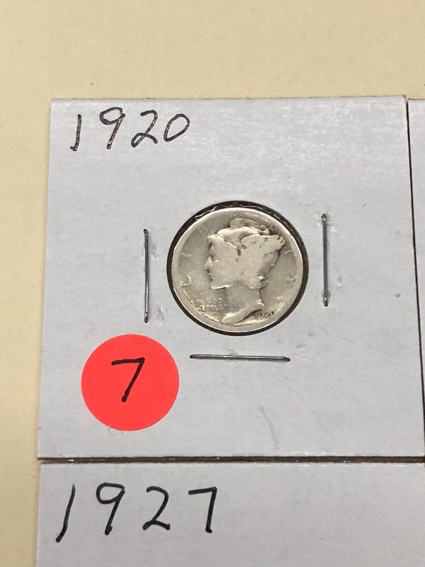 (4) Mercury Silver Dimes 1920, 192...
