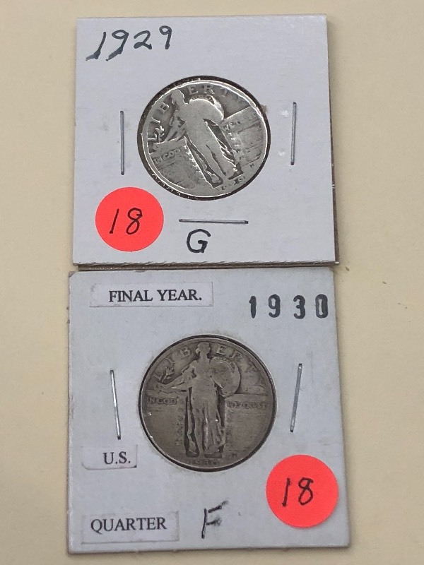 (2) Standing Liberty Silver Quarter...