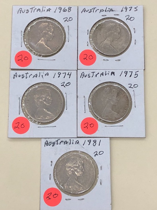 (5) Australian Coins 1968  1974 ...