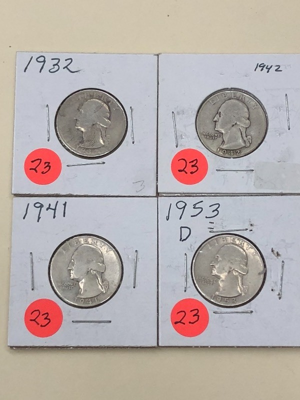 (4) Washington Silver Quarters  19...