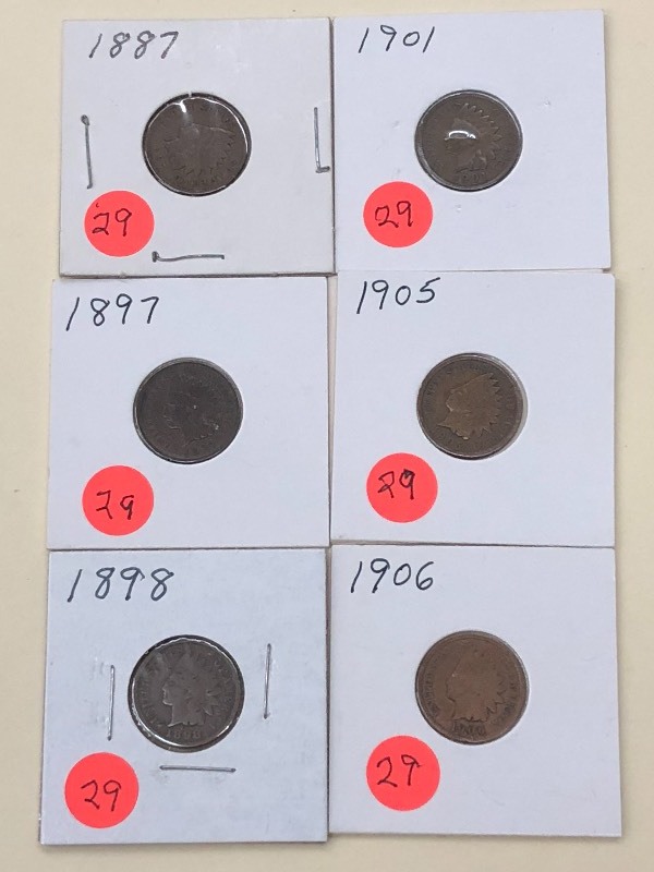 (6) Indian Head Cents 1887, 1897, ...