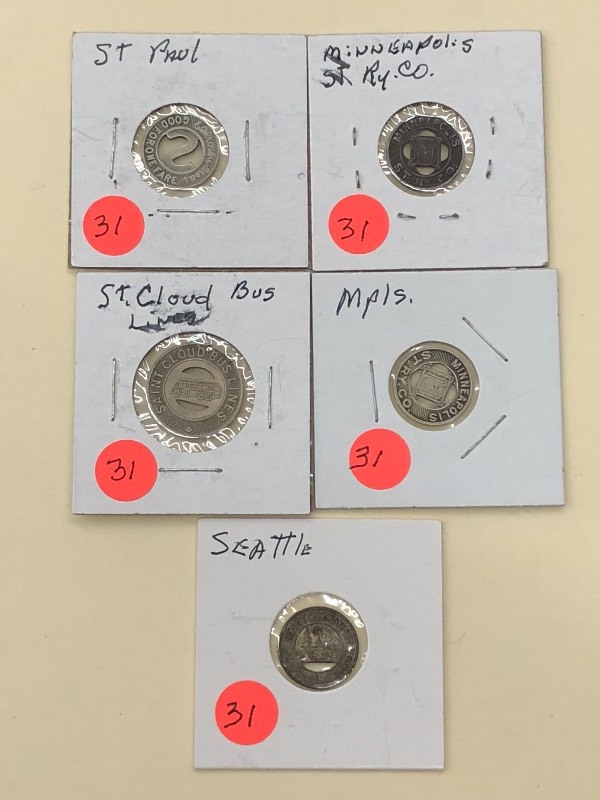 Lot Of (5) Transit Tokens ...