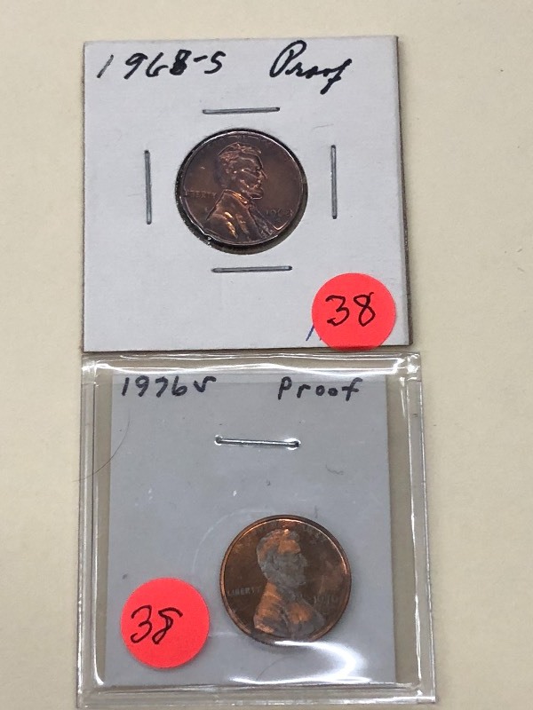 (2) Proof Lincoln Cents 1976-S, 19...