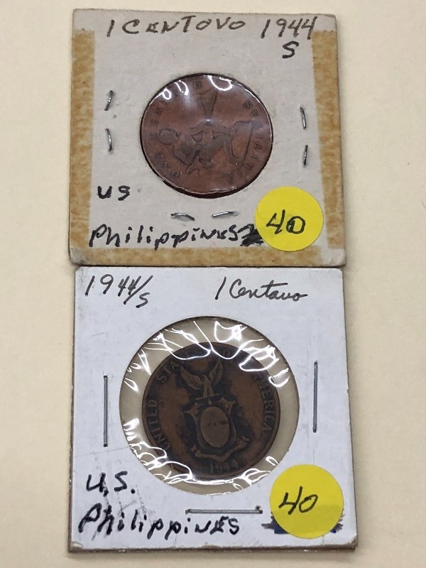 (2) Philipines 1-Centavos 1944-S...