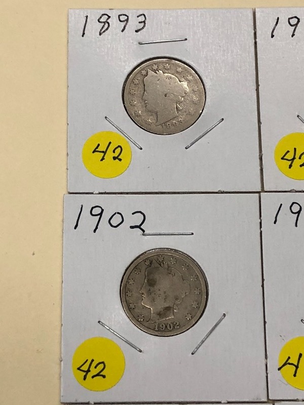 (7) Nickels 1893, 1902, 1906...