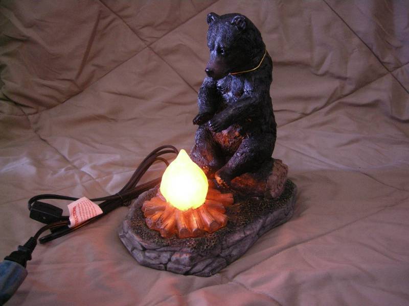Black Bear by Light-Up Campfire Nightlight