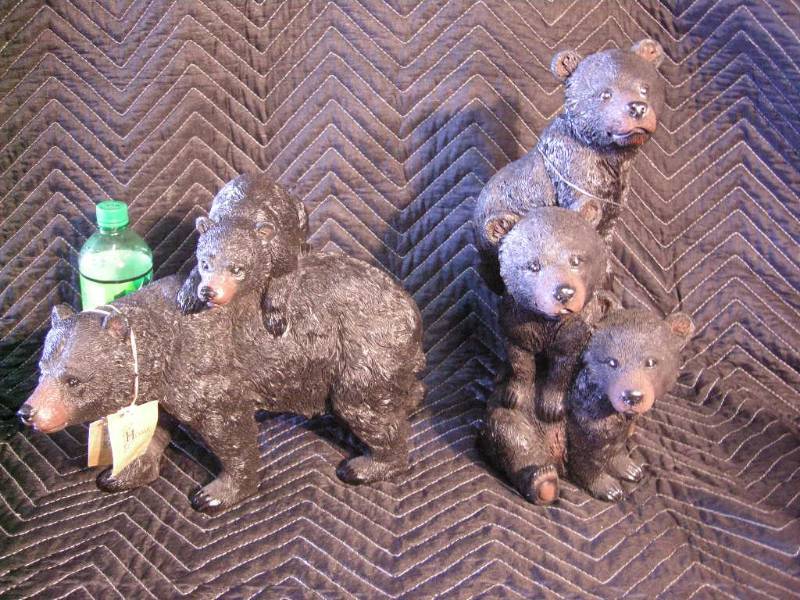 2 Black Bear Statues