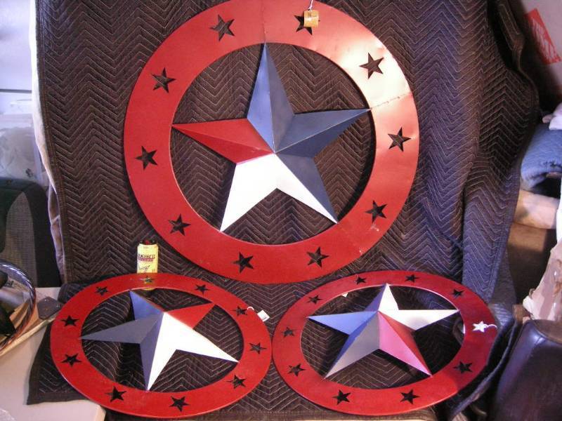 Three RedWhiteBlue Star Circle Hangers