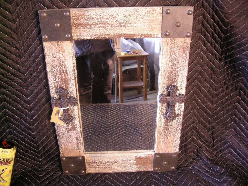 Cross-Distressed Look Mirror